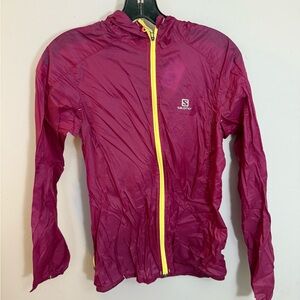 Salomon Maroon Jacket with Yellow Accents